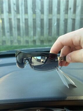 Men's Black Shield Sunglasses - Khan